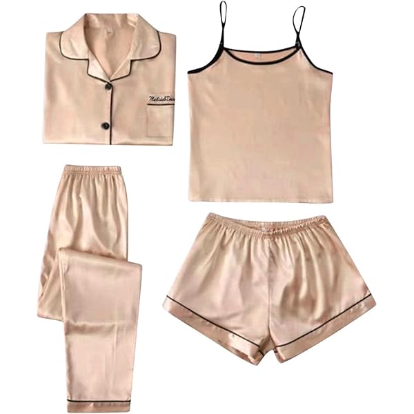 Mädchen Pyjama Set Aus Satin - Kurzarm Hemd & Shorts