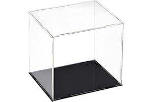 TA-VIGOR Vitrina acrílica transparente, 30 x 25 x 30 cm, caja organizadora de cubos, soporte a prueba de polvo, con base negra para figuras de acción, juguetes, coleccionables, almacenamiento en el