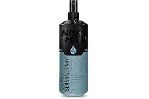 NISHMAN Spray au Sel Marin 01 - Keratin & Aloe Vera 200ml - Pour Texture & Volume, Effet Cheveux de Plage Naturel - Finition Mate & Tenue Flexible - Idéal pour Tous Types de Cheveux
