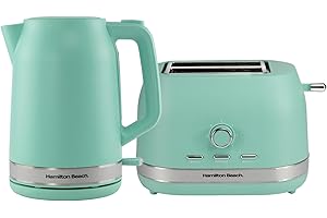 Hamilton Beach Kettle and Toaster Set, Ella, 1.7L Kettle, 2 Slice Toaster, Boil Dry Protection, Removable Filter, 7 Browning Levels, Removable Crumb Tray, Mint - HBELLAMM