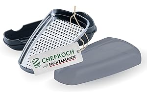 ‎FACKELMANN Chefkoch trifft Fackelmann Parmesanreibe mit Behälter – Edelstahlklinge, 2in1 Reiben & Aufbewahren, spülmaschinengeeignet