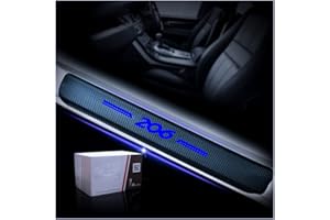 Muchkey Seuil de Porte Voiture Fibre de carbone Réfléchissant Autocollant Pour Peugeot 206 Protection de seuil de porte de voiture Styling 4 Pièce Bleu