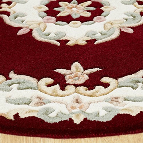 Royal Wool Traditional Rug Red Cream 120 x 120cm (4ft x 4ft approx) Circle