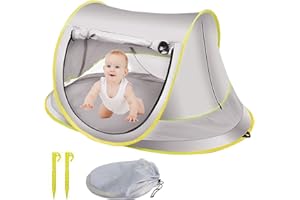 LES-THERESA Baby Beach Tent Pop Up Uv Protection Upf 50+ Pop Up Sun Shade Toddler, Beach Sun Shade Easy Set Up Umbrella Baby For Traveling, Hiking, Camping, Fishing (Grey)