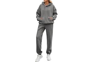 CMTOP Survêtement Femme Ensemble 2 Pièce Polaire Chaud Lounge Set Décontracté Tracksuit Automne Hiver Ensembles de Sport Sweat à Capuche et Pantalon Jogger Suit pour Fitness Hip Hop