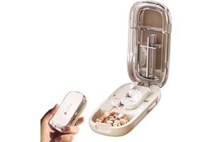 ‎PIASHOW Tablettenteiler, Tragbar Pill Cutter, Tablettenteiler für Kleine Tabletten, 1/2 Unterteilt, 1/4 unterteilt Multifunktionaler Medizinschneider, Tablettenschneider mit Aufbewahrungsfach (Weiß)
