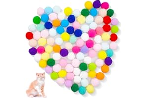 saijer Coloridos Pompone Balls,100 Piezas Gato Bolas Gato Juguete Coloridos Pompone Balls Bolas De Peluche Bolas Elástica De Gato Pelotas De Juguete Gatos para Perros Y Gatos Domésticos(3CM)