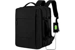 Lawaia Laptop Backpack Mens 30L Travel Backpack 30x22x43 Rucksacks for 15.6 Inch Laptop With Charging Port Business Anti-theft Work Bags for Men Women Waterproof Office Rucksack-Black