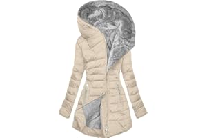 WYONGTAO Winter Jacket for Women Warm Sherpa Lined Parkas Jackets Thickened Windproof Outerwear with Fur Hood Plus Size Puffer Down Padded Coat Warm Quilted Jacket Faux Fur Trim Fleece Overcoat Ladies Coats