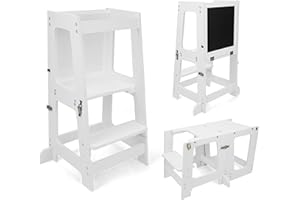 509 Prema Montessori, 3 w 1 wieża edukacyjna z tablicą, dla dzieci, wysokiej jakości, pomocnik kuchenny dla dzieci, taboret do schodków, możliwość przekształcenia w stół i krzesło dziecięce