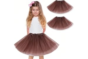 WKRTDY 2 pcs Jupe de Ballet de Danse, Tutu Jupes Tutu, Jupe tutu en tulle - Danse - Filles Tutu de Noël - Princesse Ballet Danse Costume - Pour fille de 2 à 7 ans (marron clair, 3 Couche)