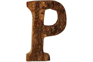 Anawakia Hölzerne Buchstaben A B C D E F G H I J K L M N O P Q R S T U V W X Y Z Vintage Massivholzrinde Holz Nummer Zahlen & 0 1 2 3 4 5 6 7 8 9 Retro DIY Dekoration (P)