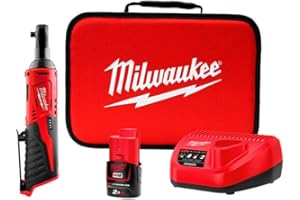 Milwaukee M12IR-201B (3/20.3 cm) M12 - Trinquete de impacto compacto (1 batería de iones de litio de 2 ah, cargador, bolsa blanda), rojo