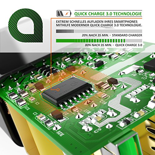 CSL - USB LadegerÃ¤t 30W QC 3.0 | 3-Port Netzteil inkl. Quick-Charging ( Schnellladefunktion ) | Smart Charge + Solid Charge (intelligentes Laden) | geeignet fÃ¼r Handys, Smartphones, Navis, Tablets uvm. | schwarz
