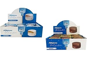 VOGLIARGENTINA Alfajores Mardel, pack misto da 2 contenente una confezione con cioccolato nero ed una con cioccolato bianco, entrambi ripieni con Dulce De Leche-24 Unità per ogni confezione.