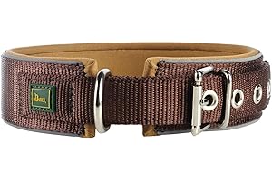 HUNTER Collar para perro NEOPRENE REFLECT, nailon, acolchado de neopreno, reflectante, 50 (M), circunferencia del cuello: 39 - 46 cm, marrón/caramelo
