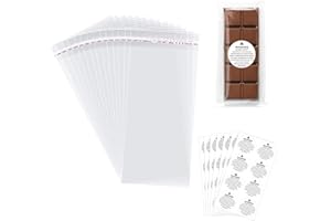 BOLOSA Wax Melt Packaging Snap Bar Bags, 100 Pcs Self-Adhesive Wax Melt Bags with 80 Pcs Wax Melts Warning Labels Safety Stickers, Glassine Bags for Wax Melts (2.36x7 inch)