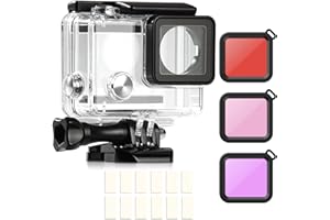 ShipeeKin Nuova custodia subacquea protettiva subacquea di ricambio con 3 filtri per immersioni e 12 inserti antiappannamento per fotocamera go pro Hero 3+ 4 (Hero 3 non è adatto)