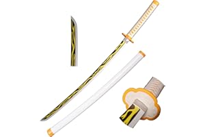 Skyward Blade Espada de Anime Cosplay de Madera, Agatsuma Zenitsu Samurai Spada, Fan de los Anime, The Special Cuchillo of Demon Slayer Amarillo Cuchillo Katana 40 in