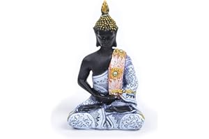 Kocris Casa Statue de Bouddha de méditation pour aquarium, reptile, tortue, lézard, araignée, terrarium, bouddhisme thaïlandais, figurine décorative pour animal domestique - Bleu