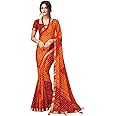 SIRIL Women's Bandhani Printed Chiffon Saree with Blouse