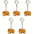 Handicrafts Paradise Wooden Elephant Carved And Painted Key Chains Set Of 5 Pc