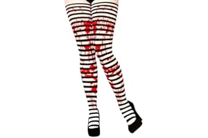 Wicked Costumes Adult Candystripe Black and White Tights with Blood