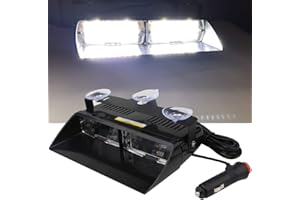 yifengshun Phare d'urgence à 16 LED et ventouses - 12 V - Haute luminosité - Lumière stroboscopique - pour camions/remorques/toit intérieur/pare-brise/tableau de bord/forces de l’ordre (blanc)