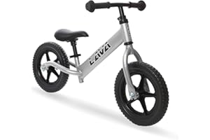 LAVA SPORT Balance Bike - Lightweight Aluminum Toddler Bike for Boys and Girls - Kids' No Pedal Bikes with EVA Tires - Training Bicycle for Kids with Adjustable Handlebar and Seat - Ash Silver