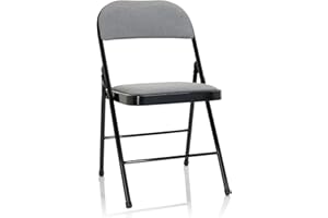 hjh OFFICE 803011 Silla Plegable tapizada TUDELA II Tela Gris Claro Silla de Visita Plegable, Carga máxima 130kg