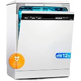 Midea Dishwasher 60 cm+++ White for 12 Services &ndash; Dishwasher Free Installation with 4 Washing Programs, Integrable &ndash; Antibact