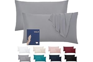 ‎VIELIT Vielit Kissenbezug 40x60 Grau Weich Kopfkissenbezug 40x60 2er Set Mikrofaser Kissenbezüge 40x60 Kissenhülle Für Kissen 40x60 Öko-Zertifikat Resistent Hypoallergen