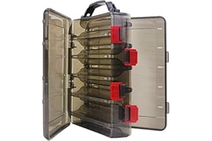 MILEPETUS KöderBox Fischköder Box Tackle Box Hardbait Köder Box,Angelköder Box,Doppelseitig Jig, Minnows, Haken, Zubehör, Aufbewahrungs Box (Grau(10 Gitter))