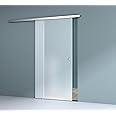 Durovin 900mm* 2050mm Internal Sliding Glass Door - Fully Frosted - Round Handle - with Track 6.7ft for Bathrooms Kitchens Living Room Bedroom