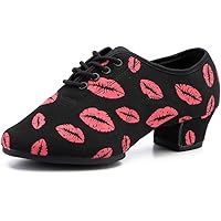 AOQUNFS Vrouwen Latin Ballroom Dansschoenen Veterschoenen Moderne Salsa Praktijk Dansschoenen,Model LHD NJB,Black 3.5 LDDMD,39EU