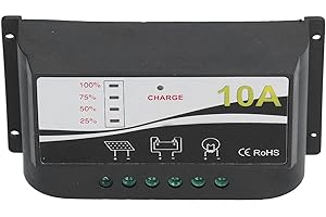 LIEBEWH Contrôleur de Charge Solaire 12V/24V PWM Panneau Solaire Solaire Batterie Régulateur Intelligent Chargeur Solaire Contrôleur de Décharge Boîtier ABS