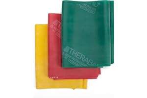 ‎THERABAND TheraBand 1,50m Set Bundle | Fitnessband | Gymnastikband | Stretchband für Ganzkörpertraining | Widerstandsband | Training Bands für Zuhause | Fitness Zubehör | 100% Naturlatex