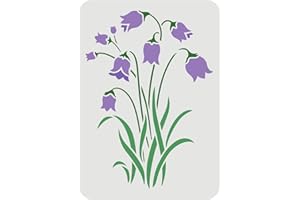FINGERINSPIRE Campanula Stencil 29.7x21cm Bluebell Drawing Painting Stencils Plastic Bell Flower Stencils Rectangle Reusable Flowers DIY Home Decor Stencil for Wood Floor Wall Window Decor