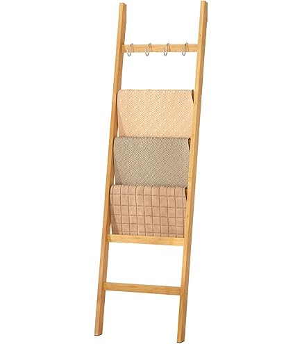 BISCOTTINI - Échelle Porte-serviettes De Salle De Bain Avec Finition Noir Rustique 4 Niveaux Echelle Sur Pied Decorative En Bois 150x33 Cm 97039702