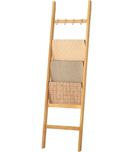 Échelle En Bois Porte-Serviettes - Déco Salle De Bain Rustique 39 X 7 X 132 Cm