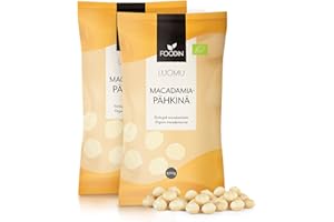 FOODIN Organic Macadamia nuts whole 1 kg, macadamia nuts, macademia nuts 100% organic, raw food and unsaturated fats, of the highest quality, gluten free and vegan (2 x 500 g)