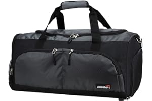 foolsGold Large Sports Holdall Duffel Bag - Black/Grey