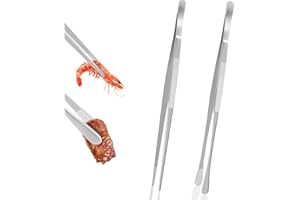 VMUTGA 2 Piezas 30.5 cm Pinzas Cocina con Punta Apuntado/Ronda, Acero Inoxidable Plata, Utensilios de Cocina Adecuado para Cocinero, Barbacoa, Servir