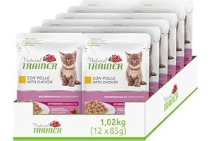 Natural Trainer Kitten & Young Cibo Umido per Gatti con Pollo 12 buste x 85 g - 1020 gr