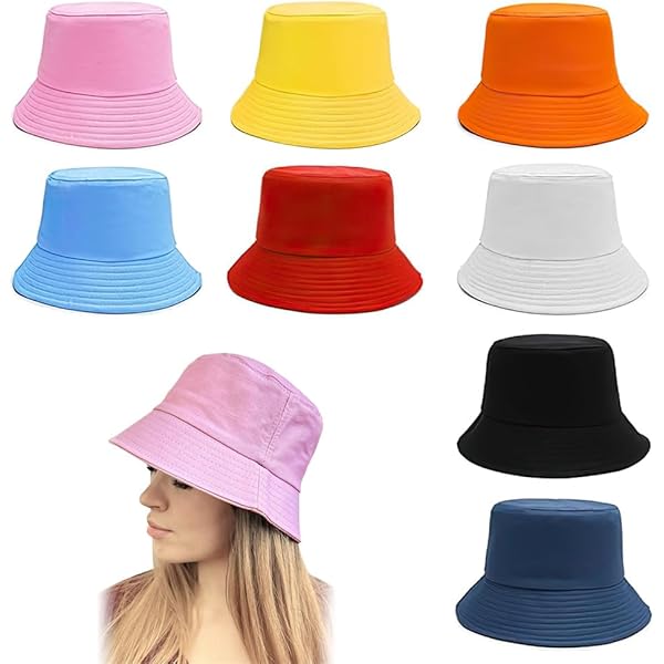 Lot De 8 Chapeaux Bob En Coton Réversible Pour Homme/Femme - Protection UV, Pour Plage, Camping, Voyage