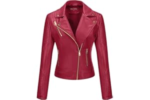 BELLIVERA Giacca Corta da Donna in Pelle PU, Giacca Tasche con Cerniera, Giacca in Pelle PU per l'autunno e l'inverno