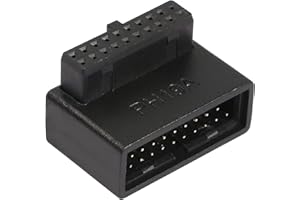 QIANRENON USB 3.0 19/20 Pin 90 Degree Adapter Male to Female L Turn Right Angle Socket for Desktop Motherboard Internal Connector Up Angled(PH19A)