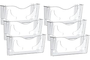 Deflecto Lot de 6 Porte-Documents Muraux A4 en Acrylique Rigide Transparent – Organiseur Banette Murale Robuste pour Bureau, Maison & École – Fixation Sécurisée, Gain de Place & Visibilité Instantanée