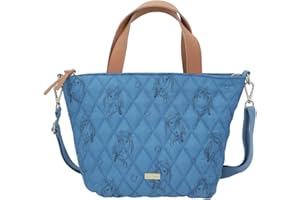 Depesche Miss Melody Blue Quilt 12024 Mini cabas avec motif cheval et aspect surpiqûre, sac bleu pâle avec bandoulière réglable en longueur