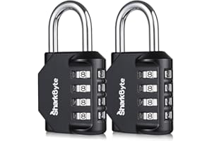 SharkByte 2-Pack Heavy Duty Combination Padlocks – 4-Digit Weatherproof Outdoor Lock, Keyless Resettable Lock for Gym, School, Locker, Shed, Toolbox, Storage & Site Use